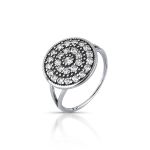 ANEL DE PRATA BALI REDONDO COM 27 ZIRCONES CRAVEJADOS 21044