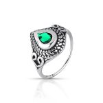 ANEL DE PRATA BALI SOLITÁRIO COM CRSTAL 6 X 8 MM 21089