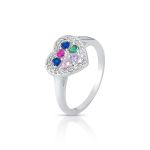 ANEL DE PRATA CRISTAL CORACAO 42 ZIRCONES