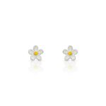 BRINCO DE PRATA INFANTIL FLOR ESMALTADO À MÃO LISO 18762