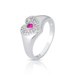 ANEL DE PRATA CRISTAL CORACAO 34 ZIRCONES