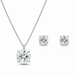 CONJUNTO COLAR E BRINCO SOLITÁRIO REDONDO 10MM PRATA 925