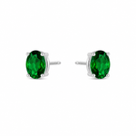 BRINCO DE PRATA SOLITARIO ESMERALDA OVAL 5 X 7 MM