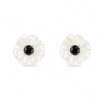 BRINCO DE PRATA ROSAS 8 MM COM ZIRCONE DE 3 MM CRAVEJADA