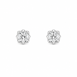 BRINCO DE PRATA PAVE FLOR COM 10 ZIRCONES CRAVEJADOS 20919