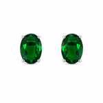 BRINCO DE PRATA SOLITARIO ESMERALDA OVAL 7 X 9 MM
