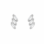 BRINCO DE PRATA DELUXE BAGUETES DIAGONAIS COM 6 ZIRCONES CRAVEJADOS 10 MM 21791