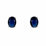 BRINCO DE PRATA SOLITARIO SAFIRA OVAL 7 X 9 MM
