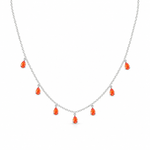 COLAR DE PRATA 925 COM 7 ZIRCÔNIAS GOTAS CRAVEJADAS
