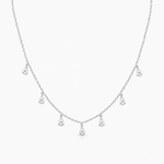 COLAR DE PRATA 925 COM 7 ZIRCÔNIAS GOTAS CRAVEJADAS
