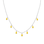 COLAR DE PRATA 925 COM 7 ZIRCÔNIAS GOTAS CRAVEJADAS