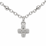 CHOCKER DE PRATA PAVE FLORES PENDURADAS  COM 25 ZIRCONIAS CRAVEJADAS E 37 + 7 CM DE EXTENSÃO