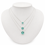 CONJUNTO COLAR E BRINCO SOLITÁRIO DE PRATA VERDE TURMALINA