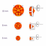 CONJUNTO COLAR E BRINCO SOLITÁRIO DE PRATA LARANJA APEROL