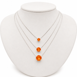 CONJUNTO COLAR E BRINCO SOLITÁRIO DE PRATA LARANJA APEROL