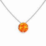CONJUNTO COLAR E BRINCO SOLITÁRIO DE PRATA LARANJA APEROL