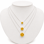 CONJUNTO COLAR E BRINCO SOLITÁRIO DE PRATA AMARELO CITRINO