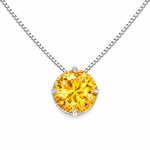CONJUNTO COLAR E BRINCO SOLITÁRIO DE PRATA AMARELO CITRINO