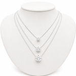 CONJUNTO COLAR E BRINCO SOLITÁRIO DE PRATA BRANCO CRISTAL