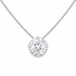 CONJUNTO COLAR E BRINCO SOLITÁRIO DE PRATA BRANCO CRISTAL