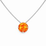 CONJUNTO COLAR SOLITÁRIO DE PRATA LARANJA APEROL