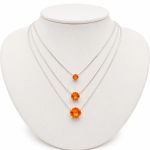 CONJUNTO COLAR SOLITÁRIO DE PRATA LARANJA APEROL