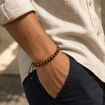 PULSEIRA MASCULINA OLHO DE TIGRE ACO 21807