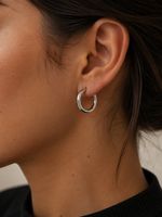 ARGOLA DE PRATA MEIA CANA 15 MM C/ TARRACHA