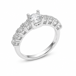 ANEL DE PRATA SOLITARIO RETANGULAR  5 X 4 MM COM BORDA PAVE 501384