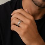 ANEL DE PRATA MASCULINO LISO FRIZADO 5 MM