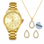  RELOGIO CONDOR FEMININO COM SEMI JOIAS DOURADO