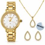RELOGIO CONDOR FEMININO COM SEMI JOIAS DOURADO
