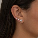 TRIO BRINCO SOLITÁRIO ZIRCONIA BRANCA 6mm 8mm 10mm