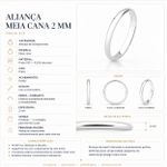 ALIANÇA DE COMPROMISSO DE PRATA MEIA CANA 2 MM