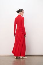 VESTIDO MIDI GOLA ALTA DRAPE