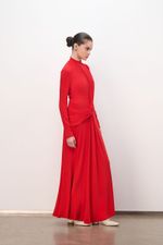 VESTIDO MIDI GOLA ALTA DRAPE
