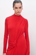 VESTIDO MIDI GOLA ALTA DRAPE