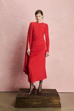 VESTIDO MIDI FRANZIDO MANGA KAFTAN