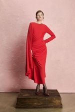 VESTIDO MIDI FRANZIDO MANGA KAFTAN