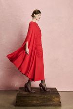 VESTIDO MIDI FRANZIDO MANGA KAFTAN