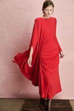 VESTIDO MIDI FRANZIDO MANGA KAFTAN