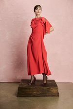 VESTIDO MIDI DECOTE JABOT