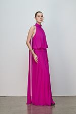 VESTIDO GOLA DRAPEADA CAPA