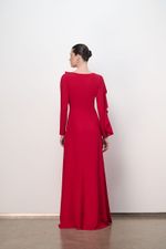 VESTIDO LONGO BABADO DECOTE
