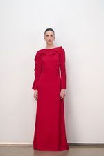VESTIDO LONGO BABADO DECOTE