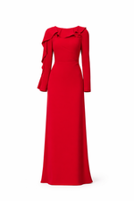 VESTIDO LONGO BABADO DECOTE
