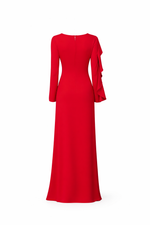 VESTIDO LONGO BABADO DECOTE