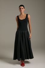VESTIDO CORPO BAIXO SAIA PREGAS