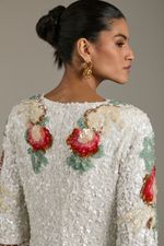 VESTIDO BORDADO MANGA PLUMAS