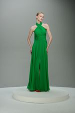 VESTIDO LONGO DRAPEADO FRENTE UNICA